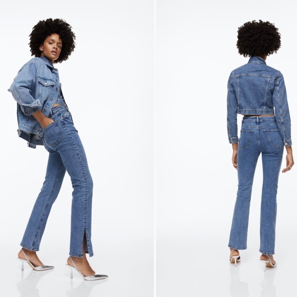 NWOT Women’s H&M Slim High Waited Jeans with Split Hem Size 8 - Picture 3 of 7